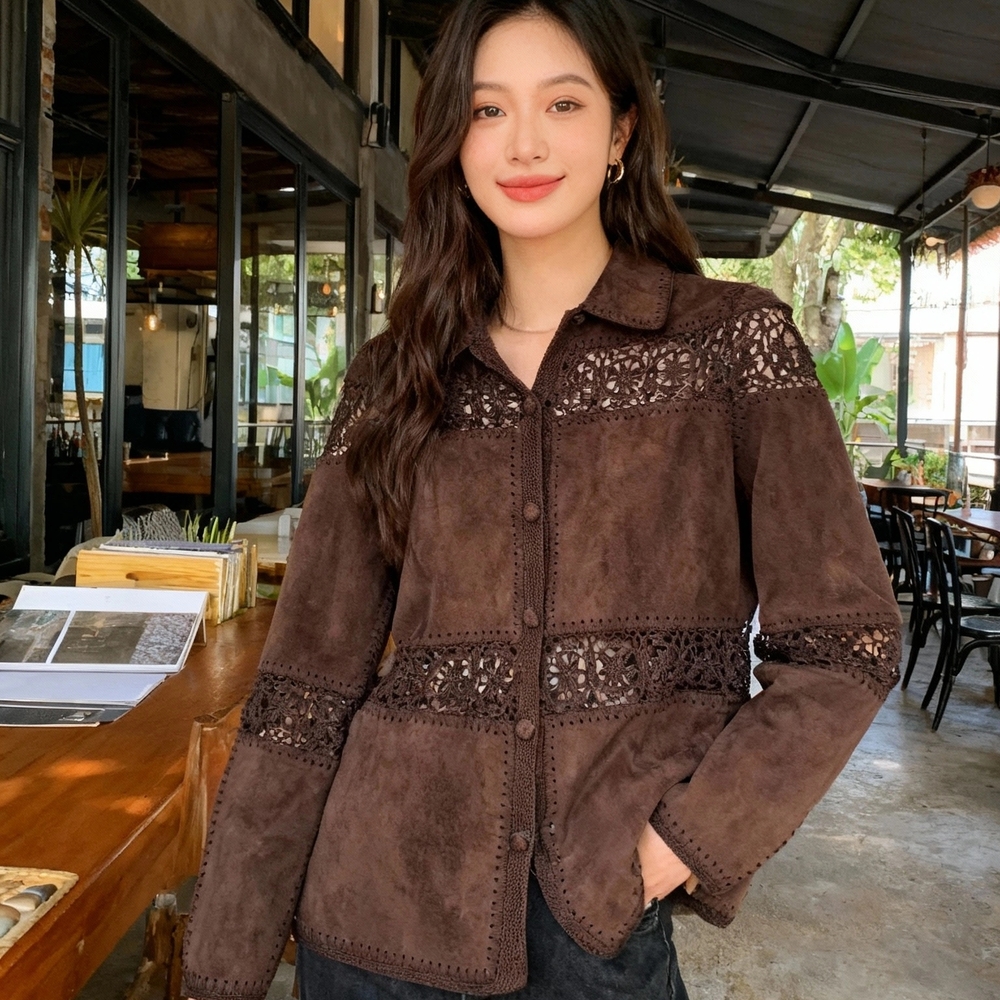 Vintage Lauren Ralph Lauren Crochet Trim Jacket Size Small